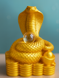 Altın Renkli Yılan Büstü Şifa ve Sezgi