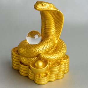 Altın Renkli Yılan Büstü Şifa ve Sezgi