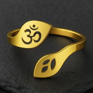 Om Sembollü Ayarlanabilir Çelik Kadın Yüzüğü (2 Renk)