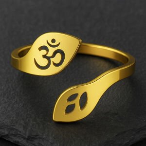 Om Sembollü Ayarlanabilir Çelik Kadın Yüzüğü (2 Renk)