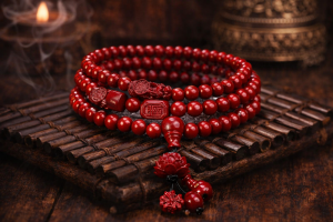 108 Taşlı Cinnabar Bileklik Kolye  ÖZEL